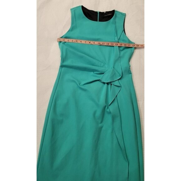 Kobi Halperin Asymmetric Draped Waist Sheath Dress Teal Aqua Women’s Size 10 - Picture 6 of 14